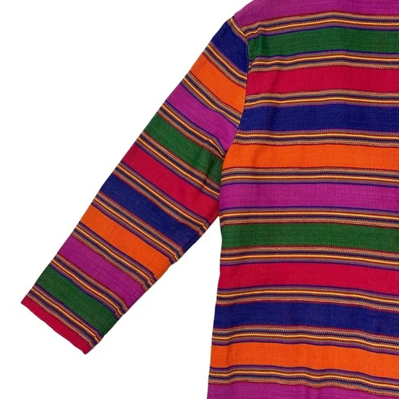 Vintage Weekend Wear 90s Striped Blanket Weave Jacket Long Western Aztec Blazer - Picture 13 of 16